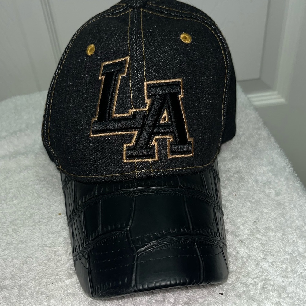 LA black snakeskin baseball cap